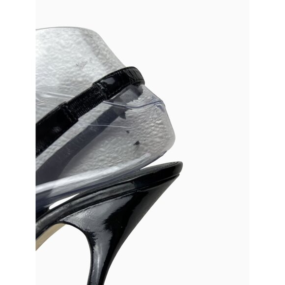Enzo Angiolini Black Patent Leather Preppy Classic Chic Slingback Stilettos 7.5M - Picture 14 of 15